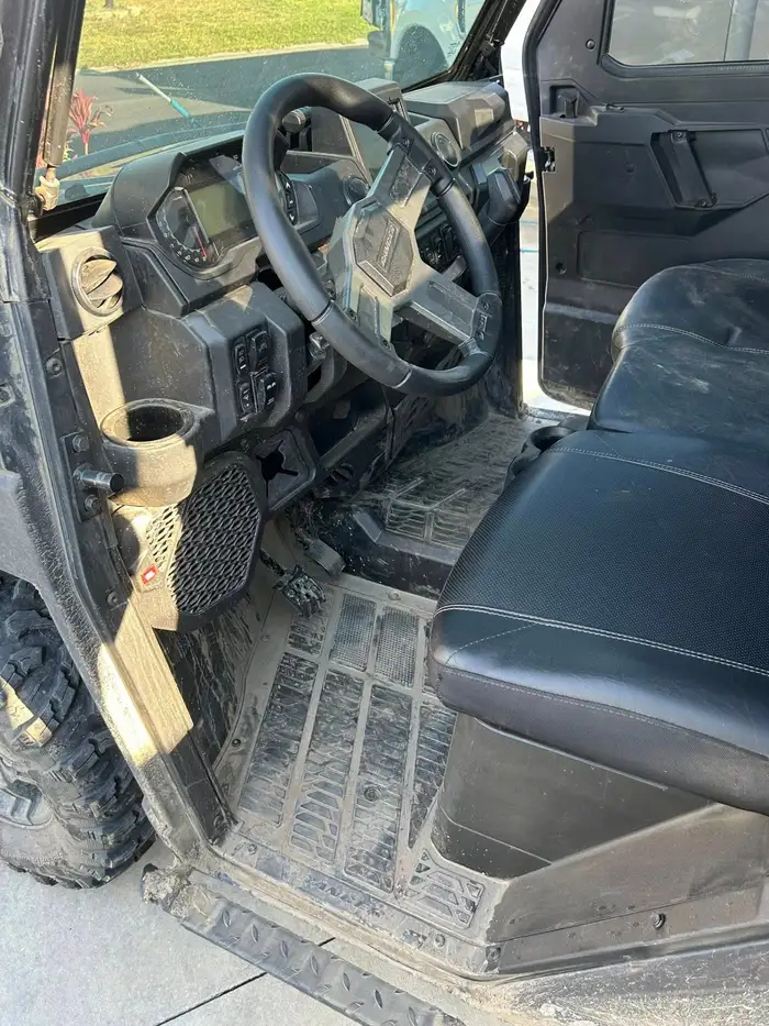 Dirty vehicle interior before cleaning