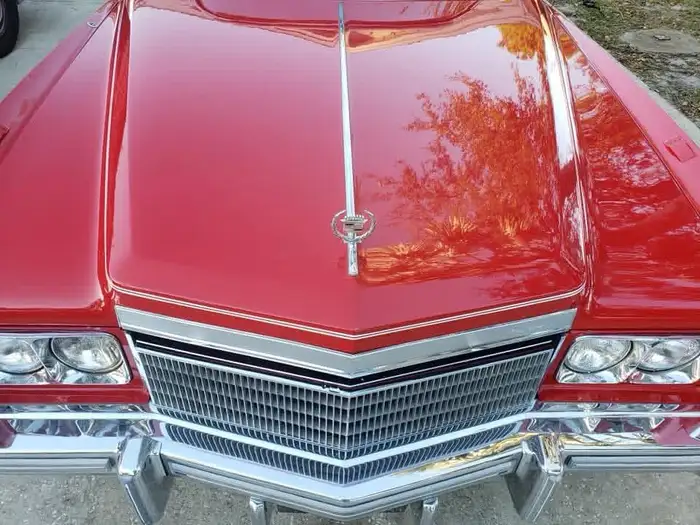 Classic Cadillac hood after detailing